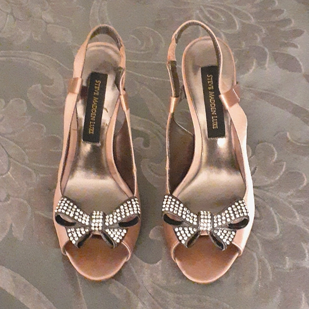 Steve Madden Luxe peeptoe rhinestones slingbacks